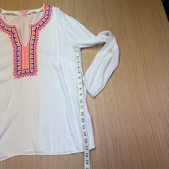 Lilly Pulitzer Dahle Tunic Top Embroidered Resort White Relaxed Fit Womens Small - Picture 7 of 11